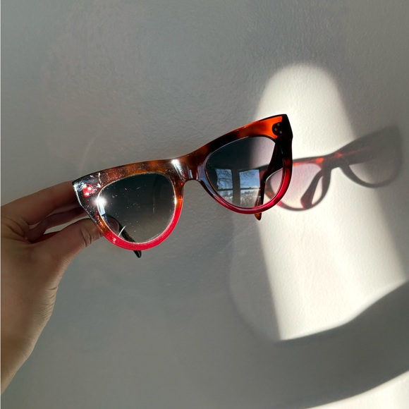 Celine Tortoiseshell Sunglasses with Red Accents - Picture 2 of 5